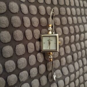 Anne Klein Gold and Silver Square Bracelet Watch